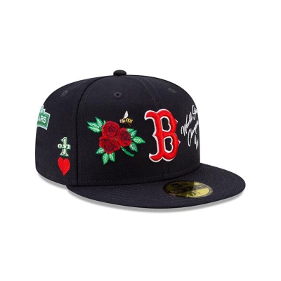 Blue Boston Red Sox Hat - New Era MLB Icon 59FIFTY Fitted Caps USA3812567